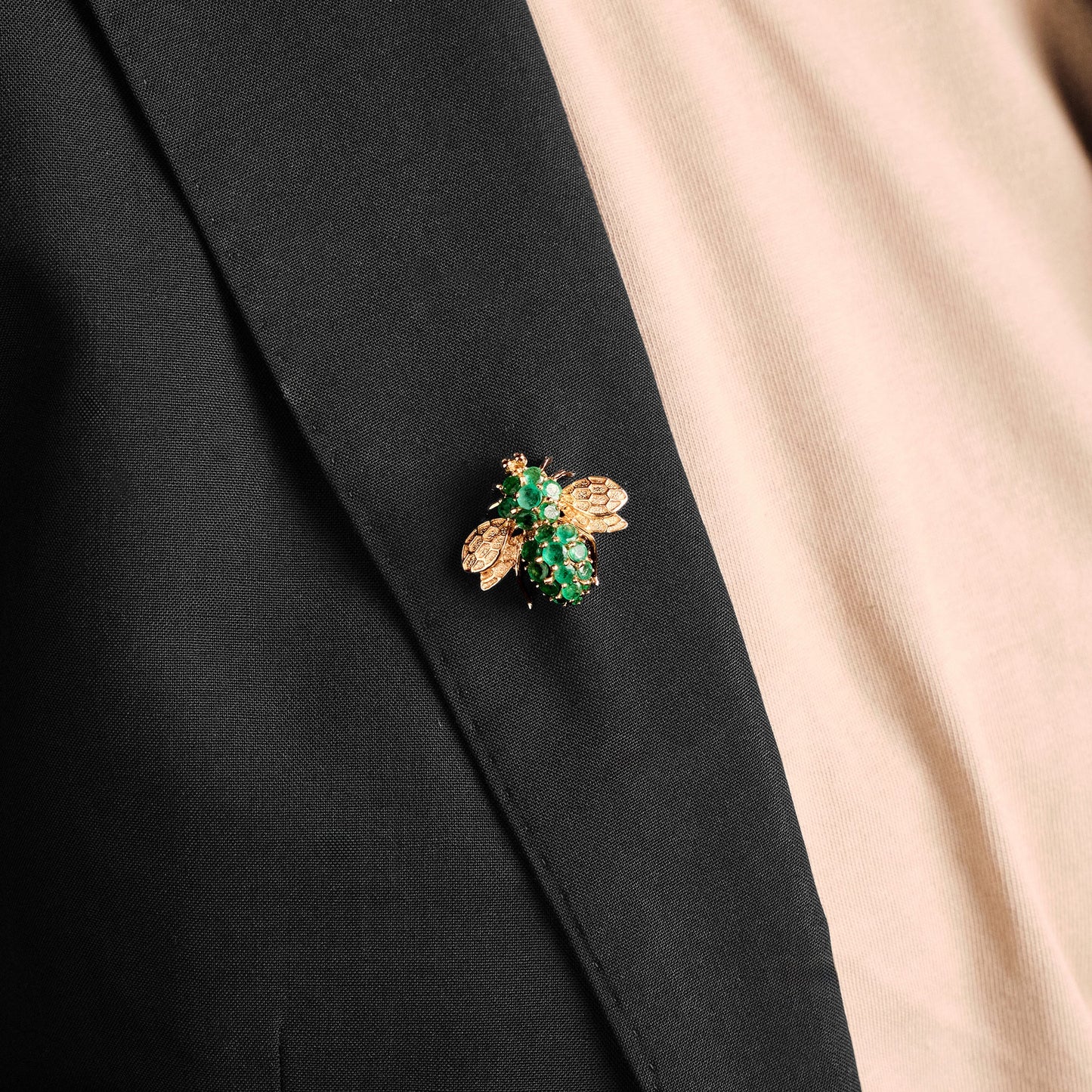 Vintage Bumblebee Emerald Brooch