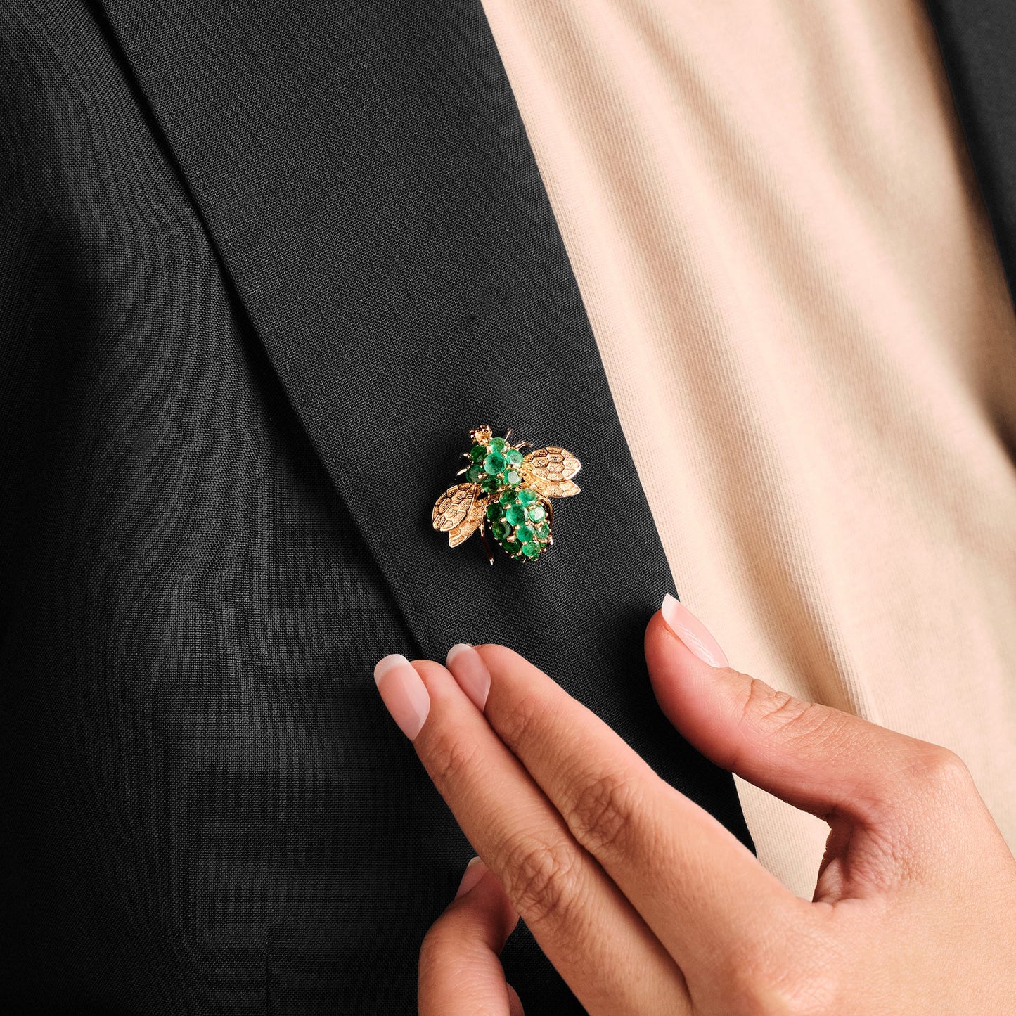 Vintage Bumblebee Emerald Brooch