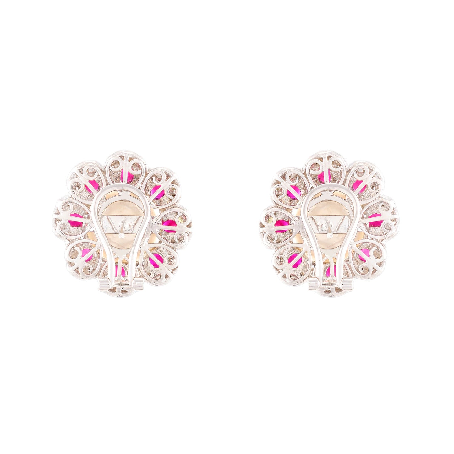 Vintage Ruby and Pearl set of Ring and Earrings