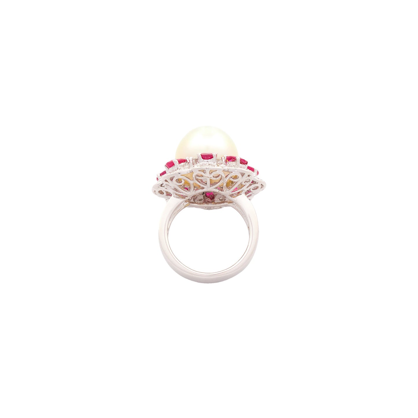 Vintage Ruby and Pearl set of Ring and Earrings