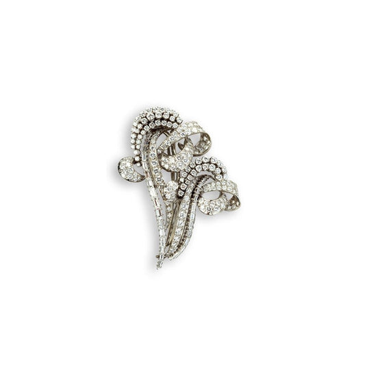 Vintage Diamond Double Clip Brooch