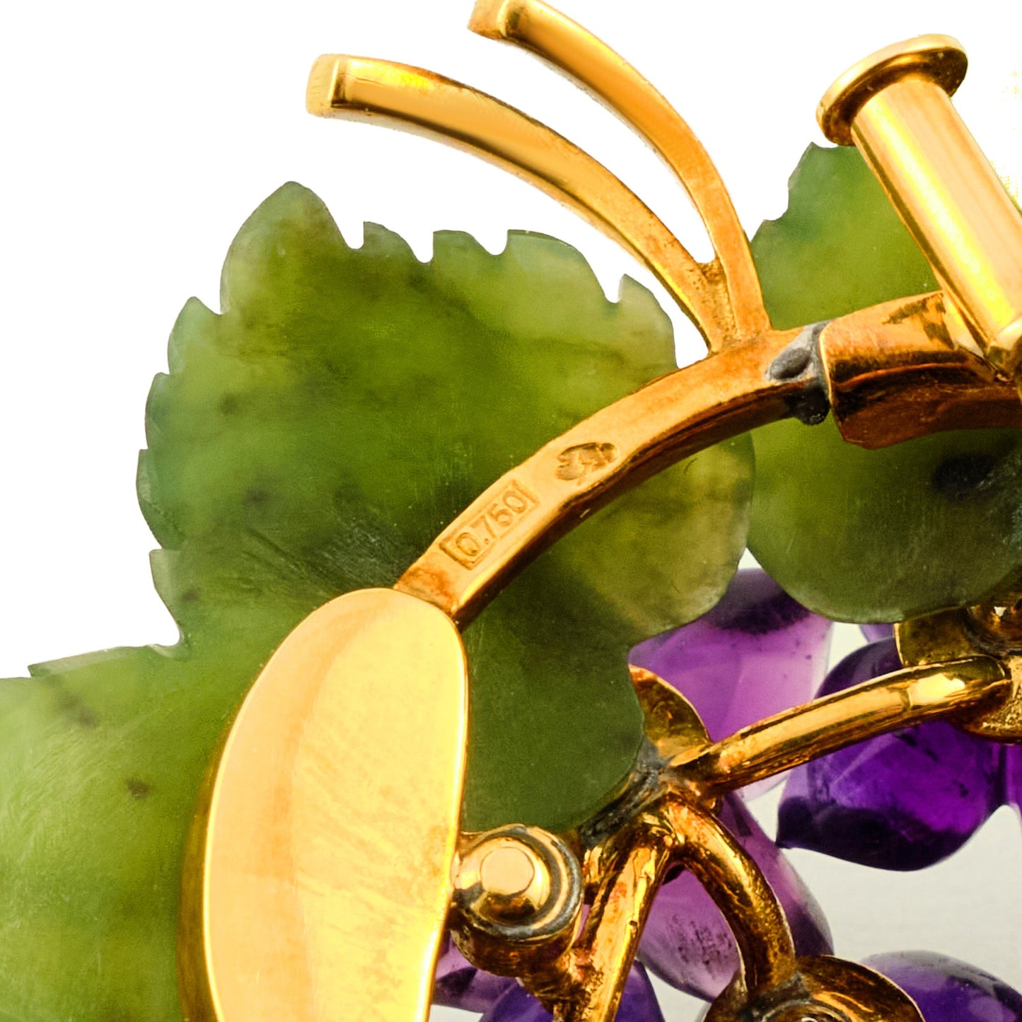 Vintage Nephrite & Amethyst Brooch