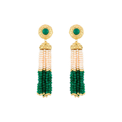 Vintage Chrysoprase and Pearl Earrings