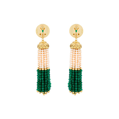 Vintage Chrysoprase and Pearl Earrings