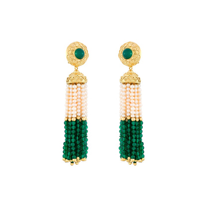 Vintage Chrysoprase and Pearl Earrings