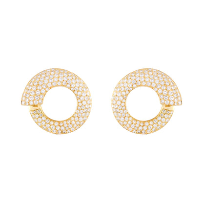 Vintage French "Volutes" Diamond Earrings