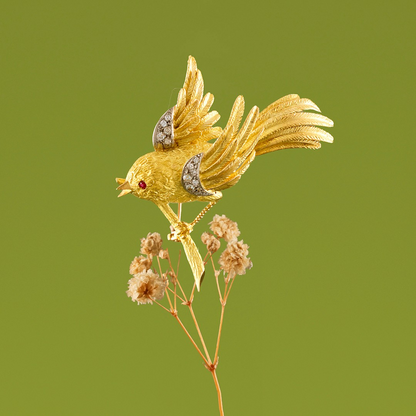 Vintage Bird on Branch Brooch