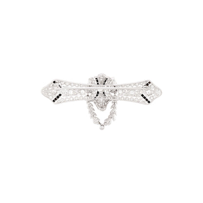 Art Deco Diamond and Chalcedony Brooch
