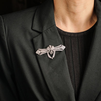 Art Deco Diamond and Chalcedony Brooch