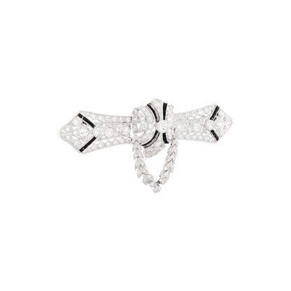 Art Deco Diamond and Chalcedony Brooch