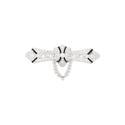 Art Deco Diamond and Chalcedony Brooch