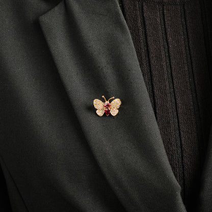 Vintage Ruby Butterfly Brooch