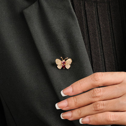 Vintage Ruby Butterfly Brooch