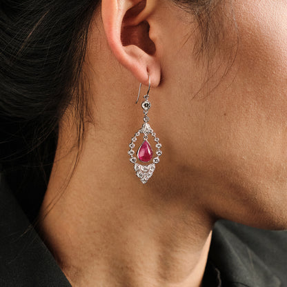 Vintage Burmese Ruby Earrings
