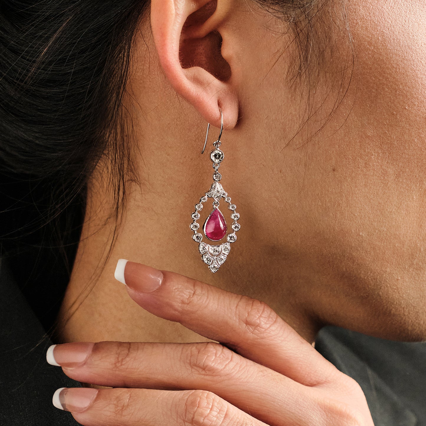 Vintage Burmese Ruby Earrings