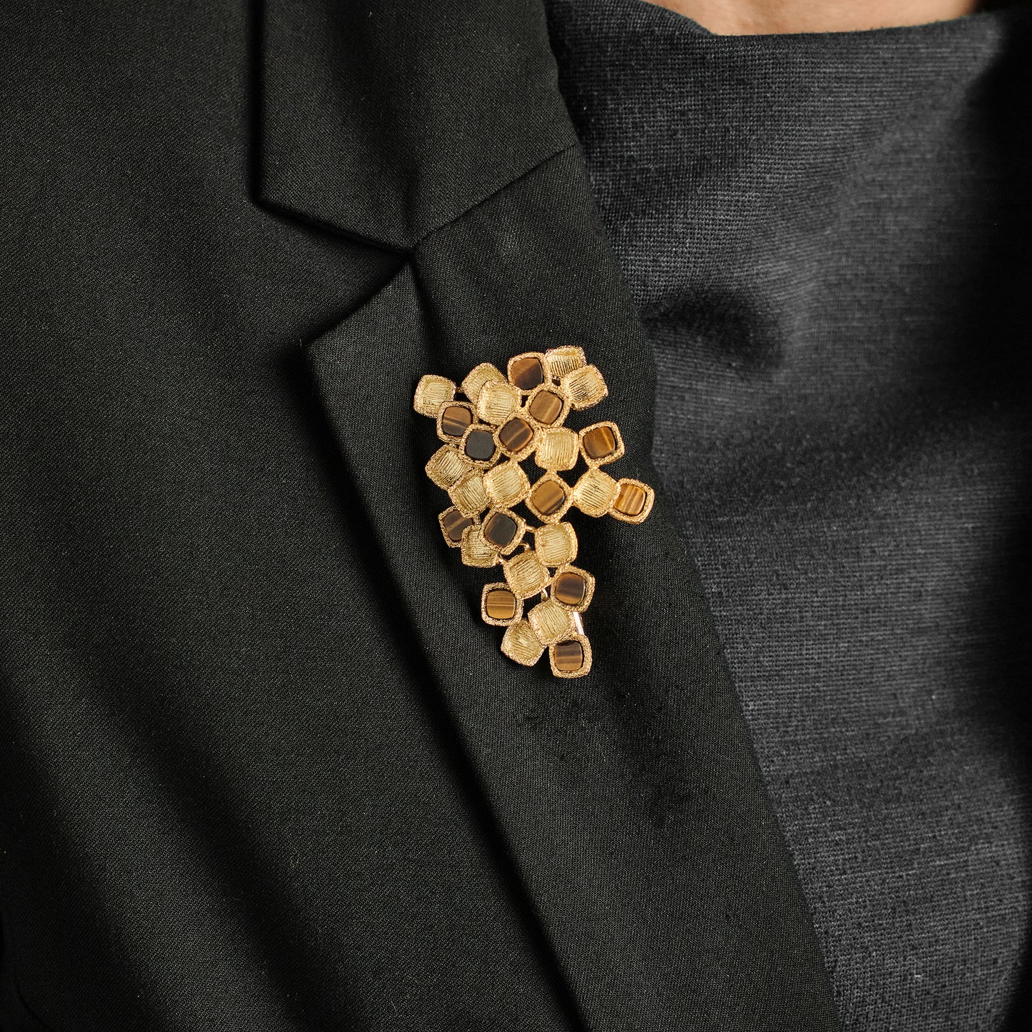 Vintage French Tiger's Eye Brooch