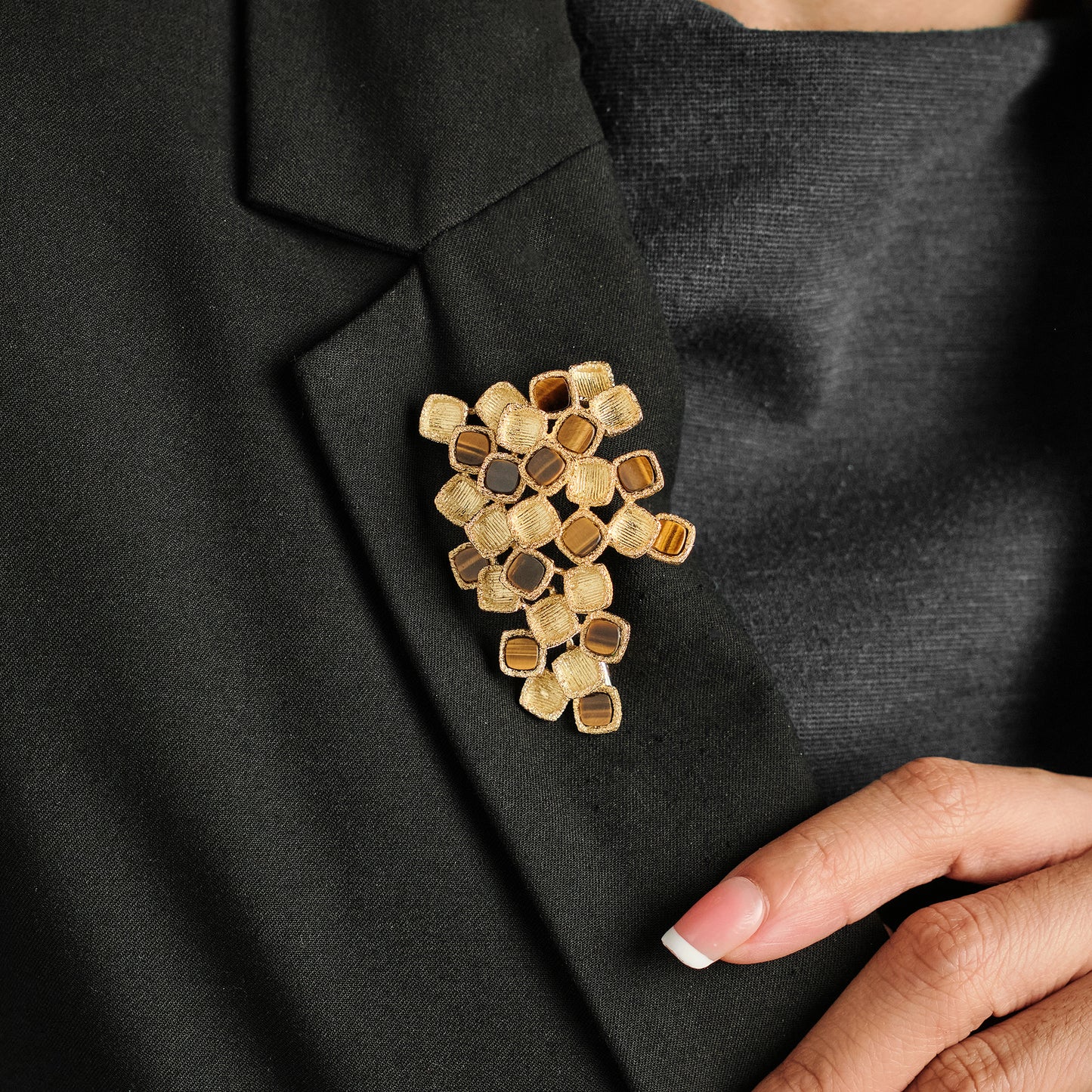 Vintage French Tiger's Eye Brooch