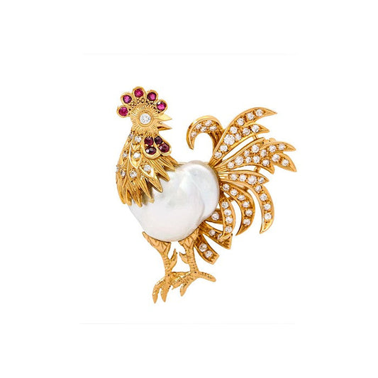 Vintage Jewellery Installation - with Cockerel Brooch