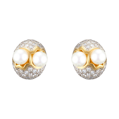 Vintage Pearl and Diamond Earclips