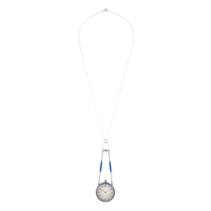 Antique Enamel Watch Pendant Necklace