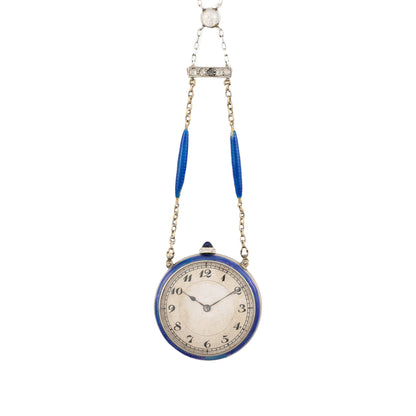 Antique Enamel Watch Pendant Necklace