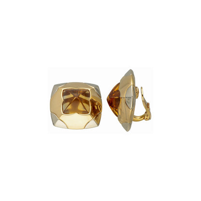 Bvlgari Citrine Earrings - Gold Pyramid Collection