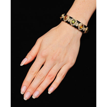 Vintage Gem-Set and Enamel Bangle and Earrings