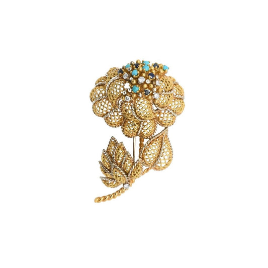Cartier Flower Turquoise Brooch