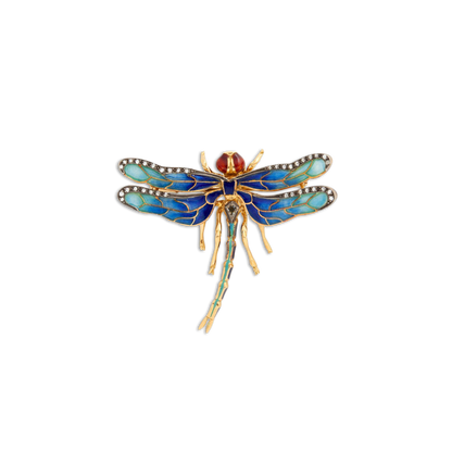 Vintage Enamel Dragonfly Brooch