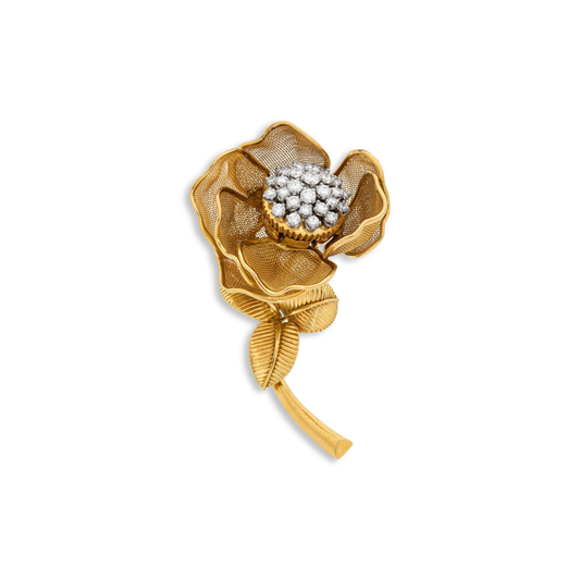 French Vintage Rose Brooch