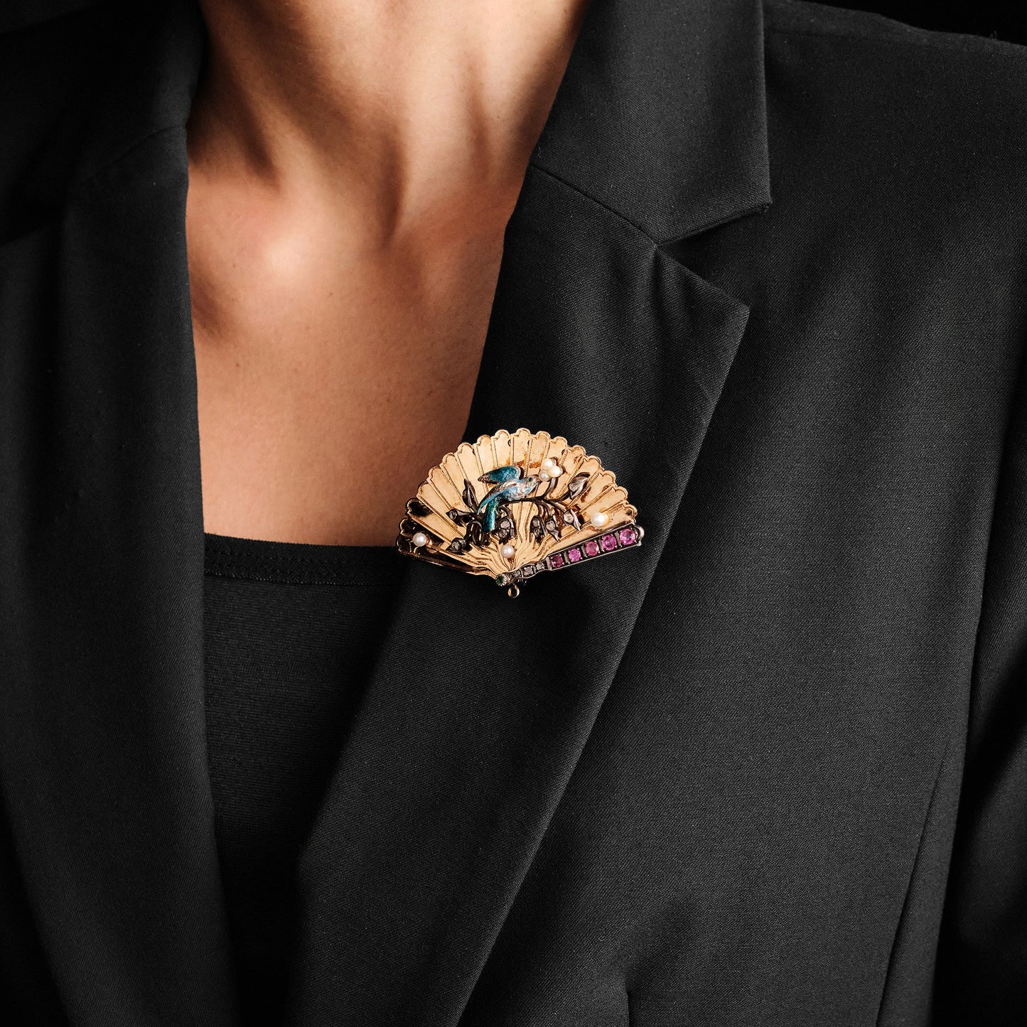 Antique Open Fan Brooch