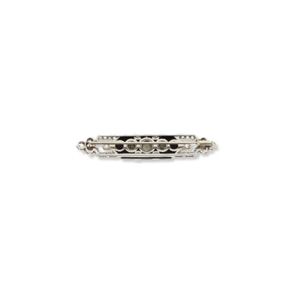 Antique Onyx and Diamonds Bar Brooch