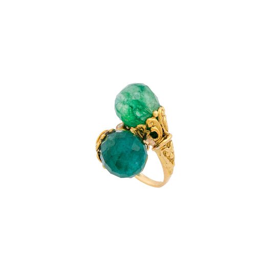 Vintage Toi et Moi French Emerald Ring