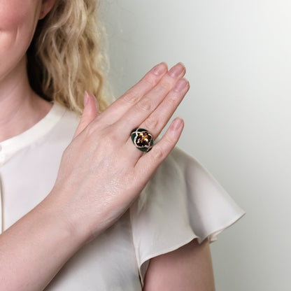 Vintage Citrine and Malachite Ring