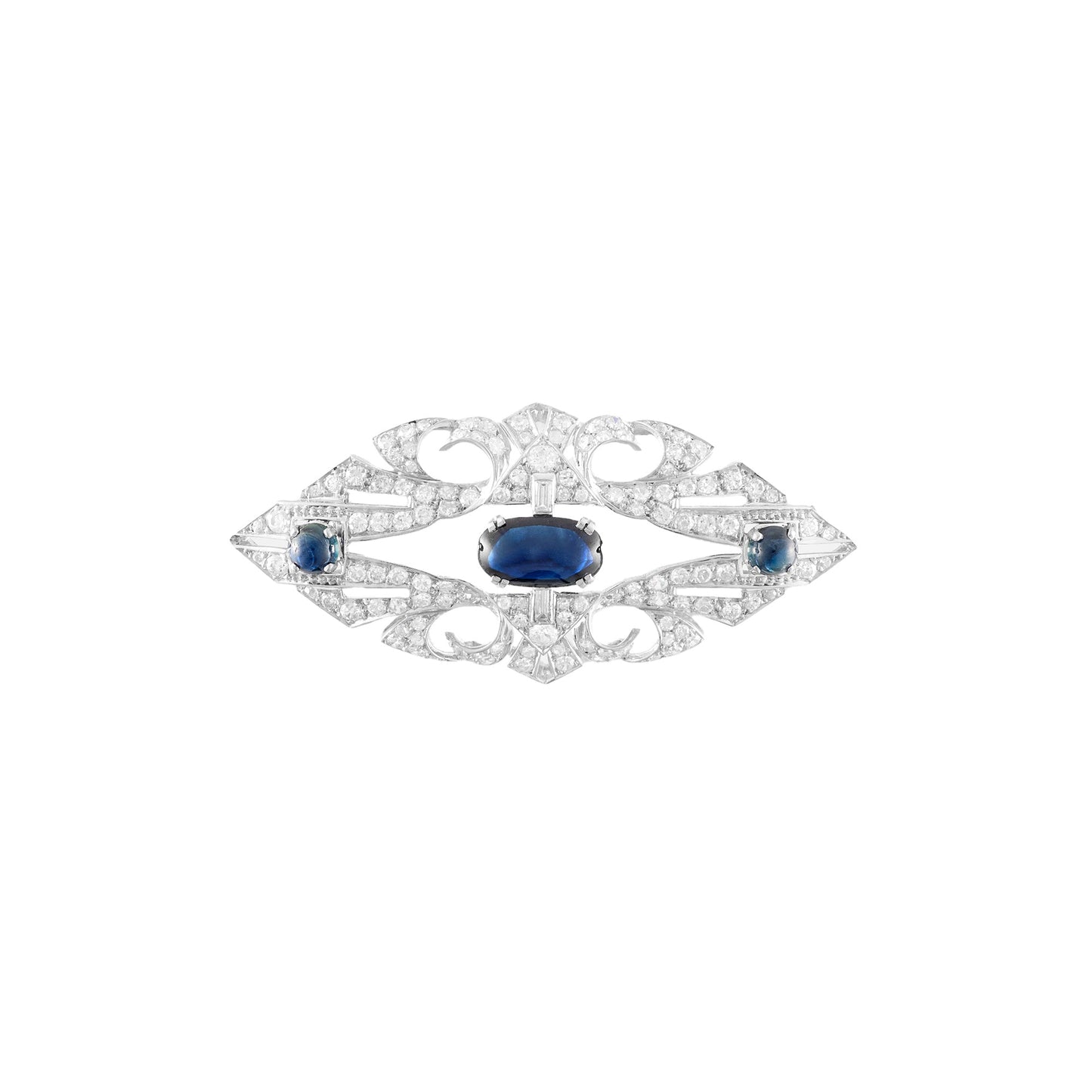 Antique Platinum Sapphire Brooch
