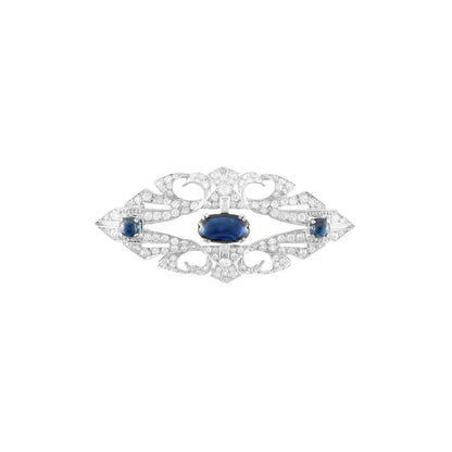 Antique Platinum Sapphire Brooch
