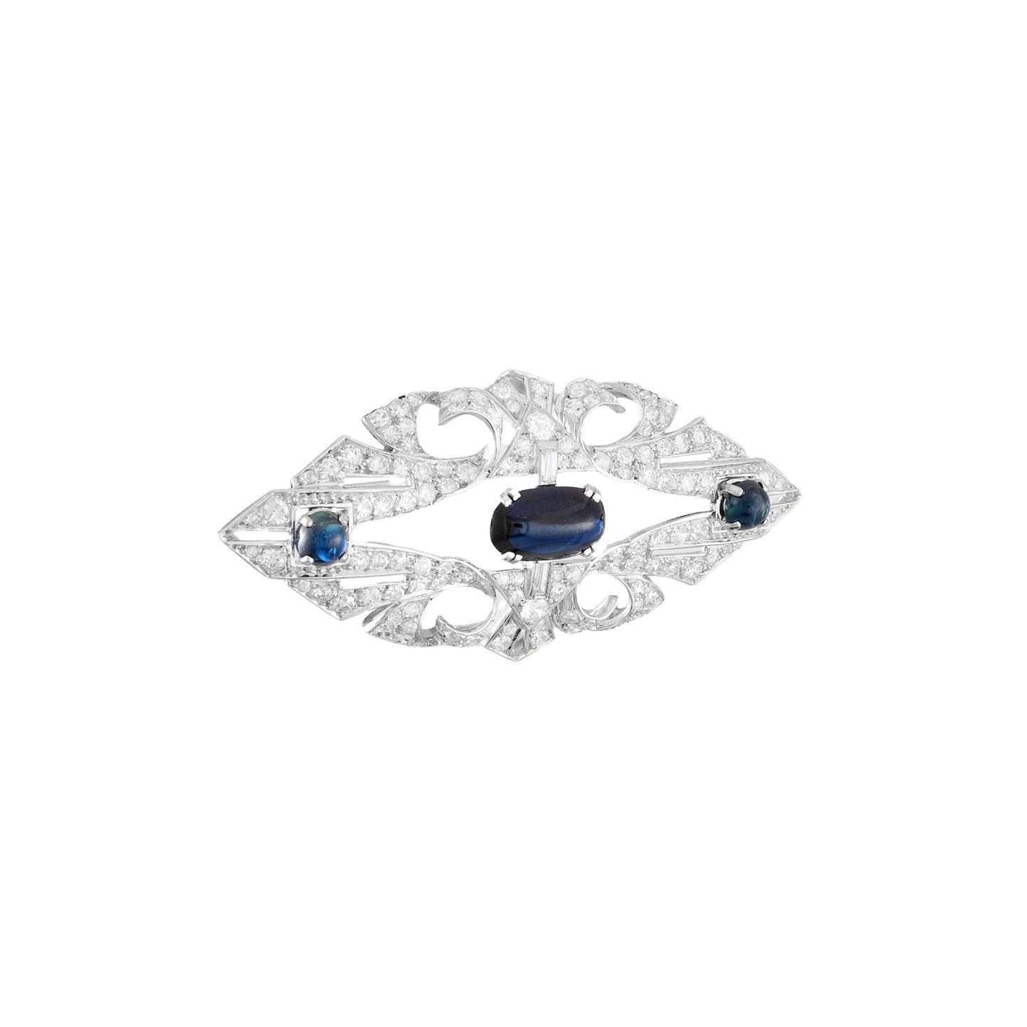 Antique Platinum Sapphire Brooch