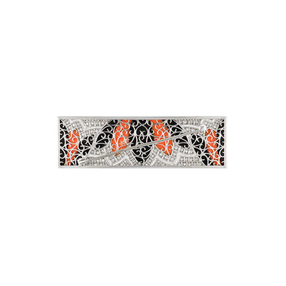 Antique Onyx and Coral Brooch