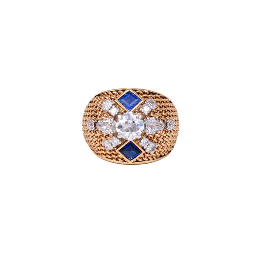 Vintage Diamond and Sapphire Ring