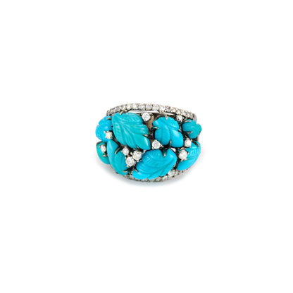Vintage Carved Turquoise Ring