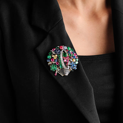 Vintage Flower Basket Brooch