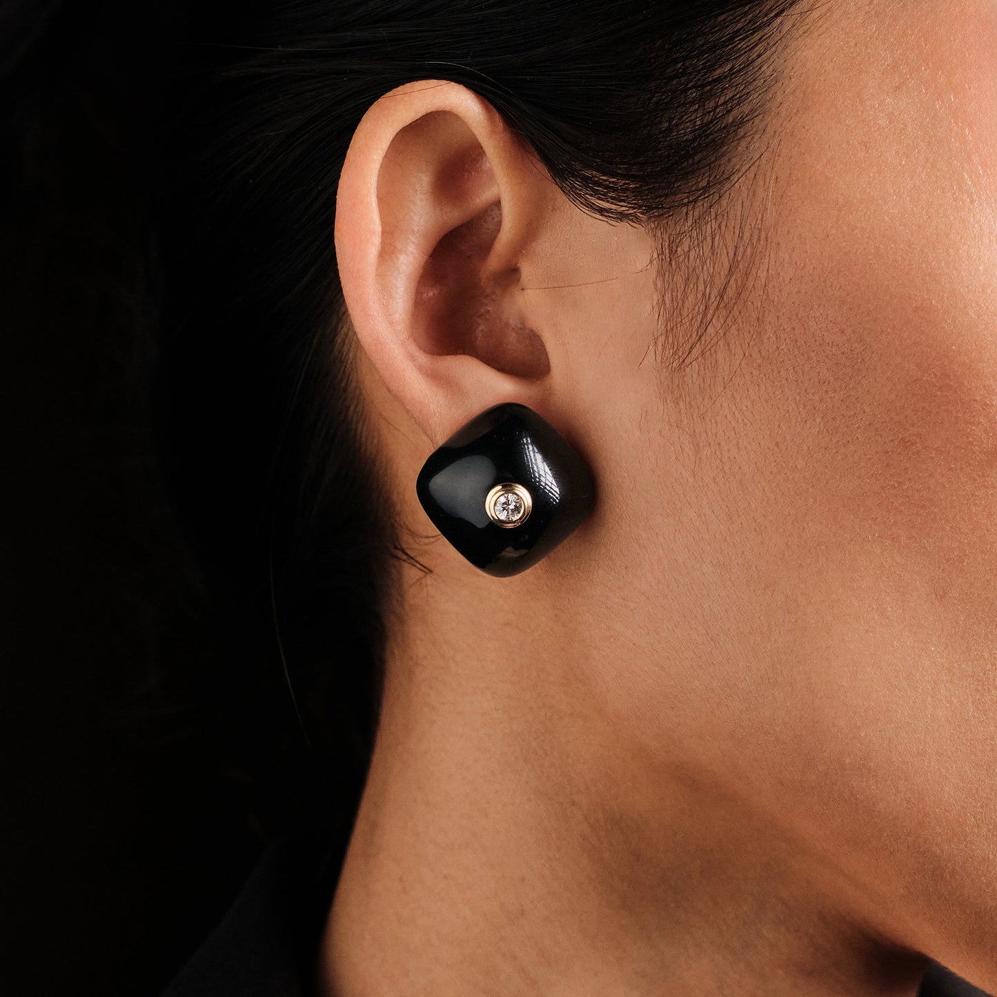 Vintage Onyx and Diamond Earrings