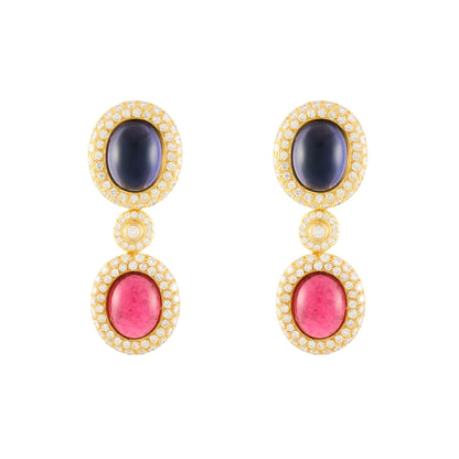 Poiray Rubellite and Sapphire Earrings