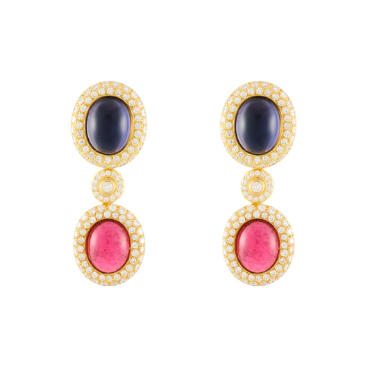 Poiray Rubellite and Sapphire Earrings