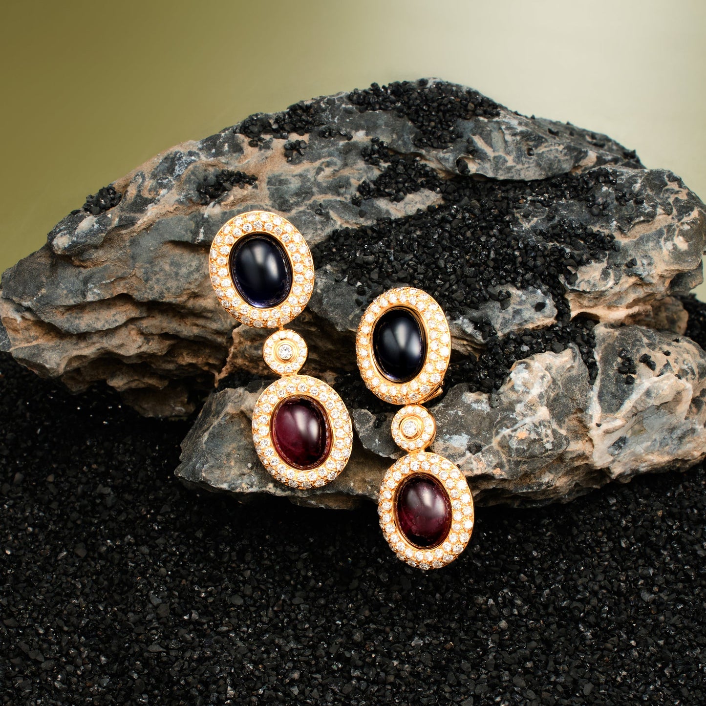 Poiray Rubellite and Sapphire Earrings