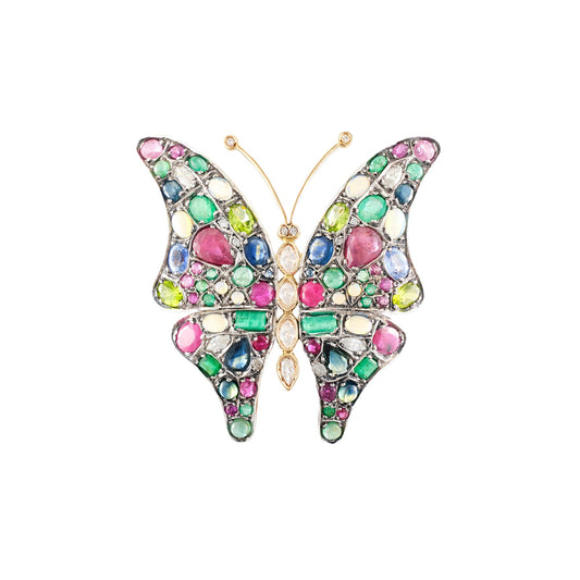 Vintage Multigem Butterfly Brooch