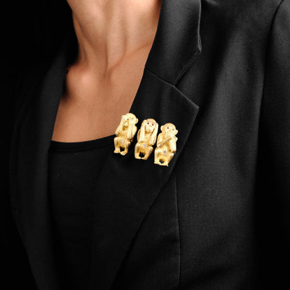Vintage Three-Monkey Brooch