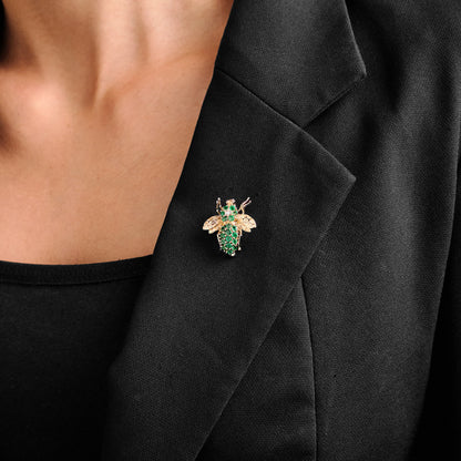 Vintage Bumblebee Emerald Brooch