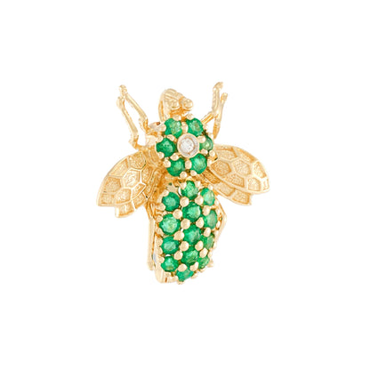 Vintage Bumblebee Emerald Brooch