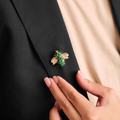 Vintage Bumblebee Emerald Brooch